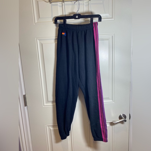 Aviator Nation Joggers with Pink and Blue Stripes - Picture 2 of 5